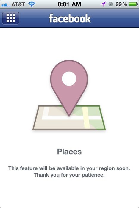 Facebok Places - This feature will be available soon.  Thank you for your patience.